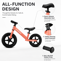 Trottinette d'équilibre premium 12 pouces pour enfants, cadre en magnésium, vélo d'apprentissage sans pédales, limiteur de direction sécurisé pour les tout-petits de 2 à 5 ans