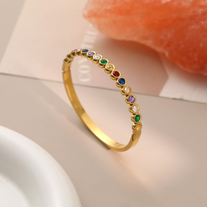 Bracelet jonc en zircon souverain pour <span class=keywords><strong>femme</strong></span>, couleur or, bijou brillant, cadeau pour elle, ton or fin, empilable, style tendance, vente en gros - Product Image 3