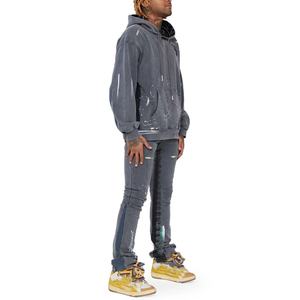 Conjunto Deportivo para Hombre, Sudadera con Capucha y Pantalones de Algodón con Diseño de Salpicaduras de Pintura, Estilo Informal - Product Image 5