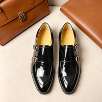 Chaussures habillées classiques pour hommes en cuir verni léger à double boucle, style Monk Strap, pour affaires et mariages, collection Cape Fashion