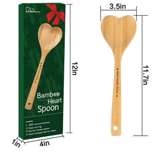Cucchiai a cuore in legno cucchiaio di bambù a forma di cuore utensili da <span class=keywords><strong>cucina</strong></span> per cucinare con amore, regali unici per <span class=keywords><strong>la</strong></span> festa della mamma per i cuochi - Product Image 5
