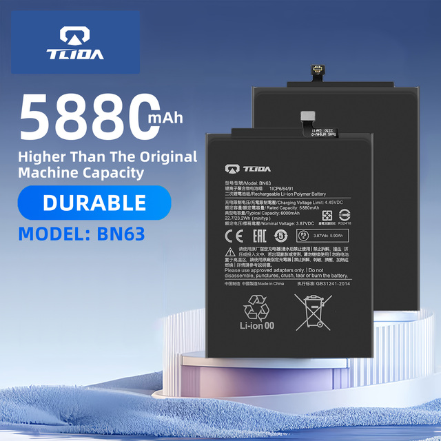 TLIDA Factory Mobile Phone Battery BN63 for Xiaomi Redmi Red Mi 10 10 Prime 5880mAh Capacity Rechargeable Batteries