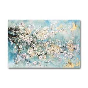 <span class=keywords><strong>Peinture</strong></span> <span class=keywords><strong>à</strong></span> <span class=keywords><strong>l</strong></span>'<span class=keywords><strong>huile</strong></span> sur toile murale personnalisée, peinte <span class=keywords><strong>à</strong></span> la main, avec des fleurs et deux oiseaux atterrissant sur une branche, décoration murale moderne abstraite - Product Image 6