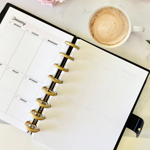 Planificateur mensuel non daté à reliure à disque avec couverture en PU vegan personnalisée, carnet rechargeable avec suivi des habitudes, journal de productivité - Product Image 5