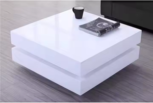 Moderno alto lucido UV bianco <span class=keywords><strong>tavolino</strong></span> da <span class=keywords><strong>salotto</strong></span> luci LED estensibile <span class=keywords><strong>e</strong></span> convertibile pannello MDF mobili per la casa - Product Image 2