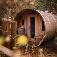 Outdoor Deluxe 6 orang kering uap Mini barel Sauna kamar-kayu Solid untuk keluarga taman Kesehatan & penjualan