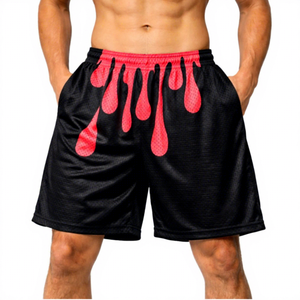 Men Black <b>Shorts</b> Red Print Elastic Waist <b>Quick</b> <b>Dry</b> <b>Shorts</b> - Product Image 1
