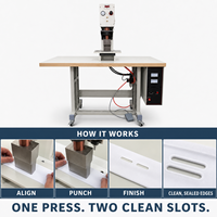 Machine de poinçonnage ultrasonique double matrice haute efficacité, une presse deux fentes, élimination automatique des déchets, pour la production de vêtements en série