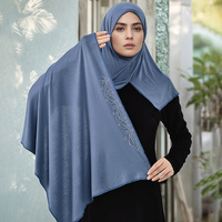 Foulard Islamique Turban Tube Double Boucle Musulman Headwrap Premium Coton Jersey Instant Hijab Avec Strass