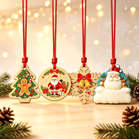 Bon marché, forme personnalisée, cercle écologique, ornements de Noël en bois, coffret cadeau pour enfants