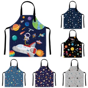Custom Cartoon Space Pattern Double Pocket Adjustable Sleeveless Bib Reusable <b>Apron</b> for Restaurant & BBQ OEM/ODM - Product Image 1