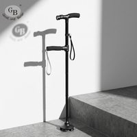 Canne à quatre pieds pour personnes âgées avec deux poignées, pliable en aluminium avec fonction d'assistance pour les personnes âgées, best-seller