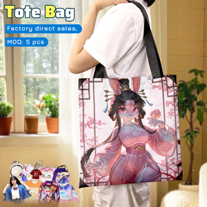 <span class=keywords><strong>Sac</strong></span> fourre-tout personnalisé en toile résistante aux rayures avec bandoulière noire, style designer, pour femme, motif <span class=keywords><strong>Manga</strong></span> - Product Image 6