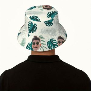 Custom Photo Bucket Hat Personalized Tropical <b>Leaf</b> Design Fun Summer Travel Fishing Cap for Men and Women Cartoon Pattern - Product Image 6
