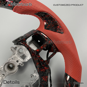 Volante Deportivo Personalizado de Fibra Forjada Roja con Agarres de Cuero Perforado para Lexus IS RC GS 250 300 300h 350 500 F Sport 2013-2025 - Product Image 4