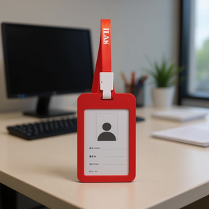 Porta Tarjetas de Identificación Vertical Ilan con Cordón de 43 cm, Color Rojo, para Tarjetas de Trabajo - Product Image 2