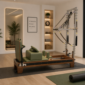 Machine de Reformer à Piste Complète en Bois de Noyer avec Ressorts Testés, Couleur Cuir Personnalisable, Logo Gratuit, Modèle Commercial OBG-0727 - Product Image 1