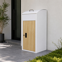 Boîte de livraison de colis autoportante moderne, boîte à lettres extérieure verrouillable, boîte aux lettres en métal imperméable, grain de bois pour la maison et le jardin