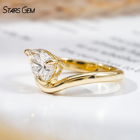 Starsgem Kadınlar İçin Vintage Kıvrımlı Tasarım Tektaş Sentetik Elmas Nişan Alyansı 9K 10K Altın 1.0ct Armut Kesim IGI