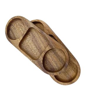 Bandeja de servir ovalada de madera para salsas, aperitivos, dim sum, té y condimentos, ideal para barbacoa, venta al por mayor - Product Image 5