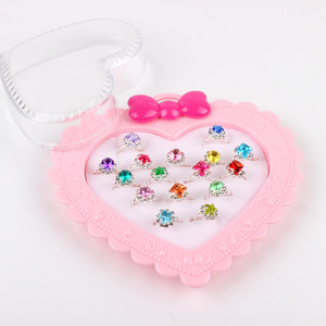 BELLEWORLD gioielli personalizzati per bambini scatola a cuore confezione 24 pezzi 36 pezzi <span class=keywords><strong>anello</strong></span> di barretta anelli di diamanti per bambine - Product Image 5
