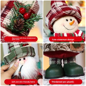 Nouvelles décorations de Noël transfrontalières en tissu : Poupées décoratives Père Noël, Bonhomme de neige et Renne à motif écossais en position debout pour une ambiance festive - Product Image 4