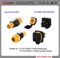 Connecteur étanche mâle Cnlinko pour extérieur, prise à 3 broches M24 YF-24, IP68, Powercom