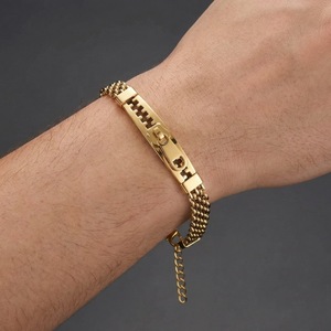 Vintage Niche <strong>Zipper</strong> Design Curved Plate Stainless Steel Mesh Chain <strong>Bracelet</strong> with Extension Chain Mens <strong>Bracelet</strong> Jewelry - Product Image 5