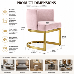 <span class=keywords><strong>Chaise</strong></span> de vanité haut de gamme en <span class=keywords><strong>velours</strong></span> avec structure métallique <span class=keywords><strong>cantilever</strong></span> dorée pour salons de luxe – Vente en gros - Product Image 4