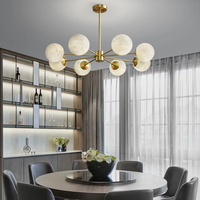 Lámpara de Techo Decorativa de Alabastro y Cobre de Diseño Creativo Estilo Nórdico para Sala de Estar, Comedor o Villa