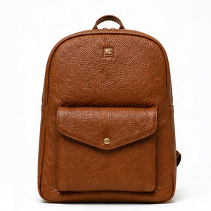 Premium Genuine <b>Leather</b> Vintage Fashion Minimalist Men's Office Business <b>Laptop</b> Travel <b>Backpack</b> Zipper Stylish Durable - Product Image 1