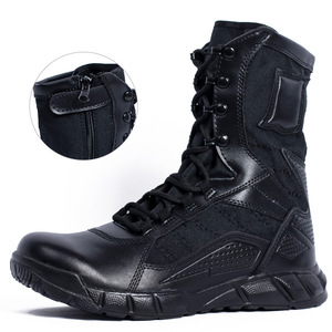 DF024 DF24 Accessoires tactiques en plastique noir pour hommes, portables, imperméables, pour l'extérieur, toutes saisons, à lacets, avec fermeture éclair latérale, montantes - Product Image 1