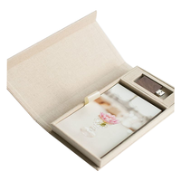 Boîte d'emballage photo personnalisée en lin gris crème 4X6-5X7 Boîte de papier imprimé personnalisé cadeau photographe avec gaufrage pour cadre photo