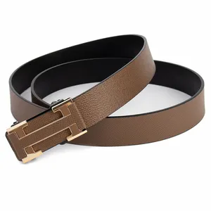 Men's Custom Automatic Alloy Buckle Factory Logo PU Leather Belt Toothless And Durable Automatic Buckle Belts Men