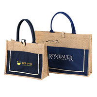 Sac fourre-tout pliable de haute qualité en lin imperméable, noir et jaune, en jute, pour le shopping, les voyages et la promotion hôtelière