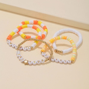 Custom Handmade Clay Stretch for <b>Bracelets</b> Colorful Letter Charms-Personalized Multi-Layer <b>Bracelets</b> for Promotional Gifts - Product Image 2