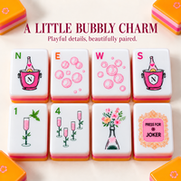 Ensemble de Mahjong pour Illuminer vos Soirées de Jeu, Tuiles en Acrylique, Motif Champagne, Design Artistique, Décoration et Cadeaux pour la Maison, Soirées de Jeu de Société