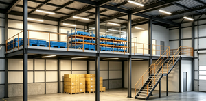 Sistema de Entrepiso Modular de Acero a Medida con Escalera y Barandilla para Almacén - Product Image 4