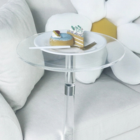 Mobilier rond moderne en acrylique, petites tables basses de salon et de chambre à coucher, tables mobiles pour boissons à côté