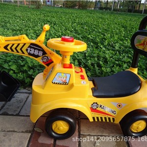 Kaitong Excavator Ride On Toy Car For 1-3 Years Old Kids Yellow <b>Plastic</b> Four Wheel Walker Scooter With <b>Bucket</b> - Product Image 2