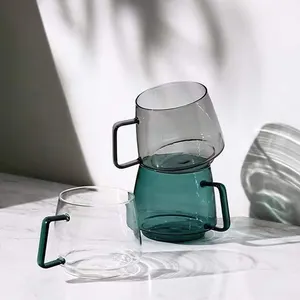Fully Colored Borosilicate Glass Green Grey Coffee Mug Drinking Glass Tea Cups Colored Coffee Glass