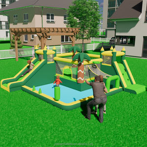 Château gonflable avec 2 toboggans et mur d'escalade, piscine à balles, panier de basket - Product Image 1