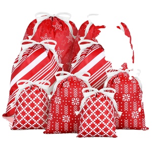 Sac en coton écologique personnalisé de haute qualité pour Noël, sac promotionnel Père Noël, pochette à cordon, sac cadeau avec logo - Product Image 1