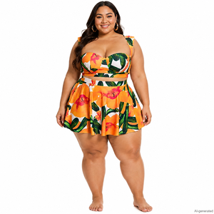 Nuevo traje de baño de dos piezas para mujer, estilo polinesio, estampado personalizado, talla grande, conservador, transpirable, de secado rápido, con cuello en V, <span class=keywords><strong>bikini</strong></span> sexy. - Product Image 4