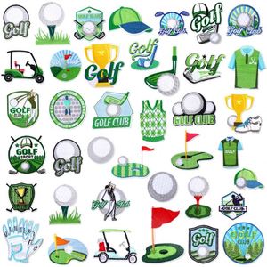 Applique brodée thermocollante décorative sur le thème du golf (terrain de golf en herbe verte), patchs de broderie personnalisés pour chapeaux et vêtements - Product Image 1