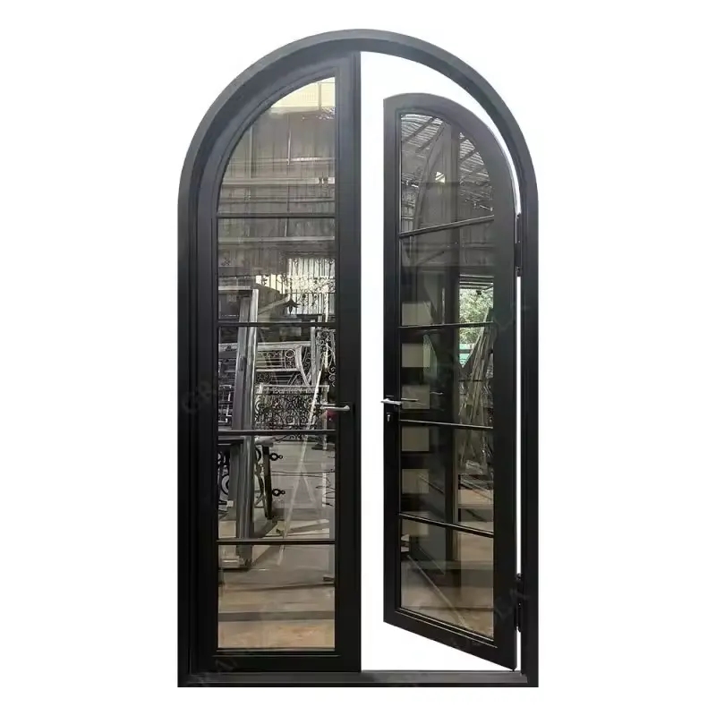 Latest Design Residential External Security Arched Iron Door Wrought Iron Front Entry Arched Doors For Houses