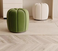 Tabouret de maquillage blanc rond avec rangement, pouf de salon rond