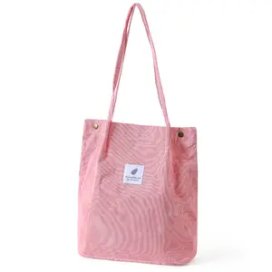 लड़की कॉर्ड काम समुद्र तट के लिए भीतरी जेब के साथ पर्स दोपहर के भोजन के यात्रा शॉपिंग किराने महिलाओं कॉरडरॉय ढोना बैग