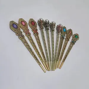 Golden Beauty Retro Vintage Diamond Rhinestone Pearl Metal Hair Stick Hairpin Accessories Chignon Bun Holder Pin Hair Chopsticks
