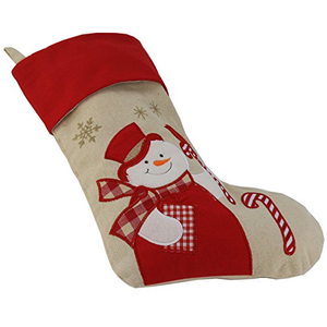 Medias Navideñas Personalizadas al por Mayor con Diseño Personalizado, Medias de Yute Beige para Niños Pequeños, Decoraciones Navideñas con Diseño de Papá Noel y Muñeco de Nieve - Product Image 3